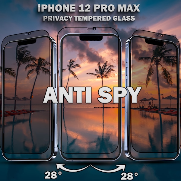 1-Pack Privacy Skärmskydd For iPhone 12 Pro Max - Härdat Glas 9H - Super Kvalitet 3D