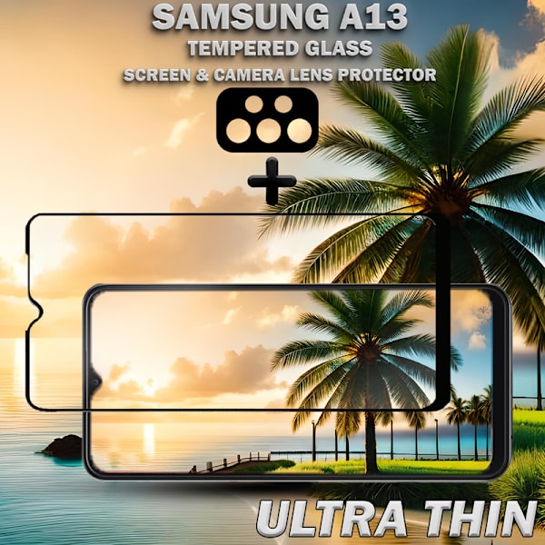 1-Pack Samsung A13 Skärmskydd & 1-Pack linsskydd - Härdat Glas 9H - Super kvalitet 3D