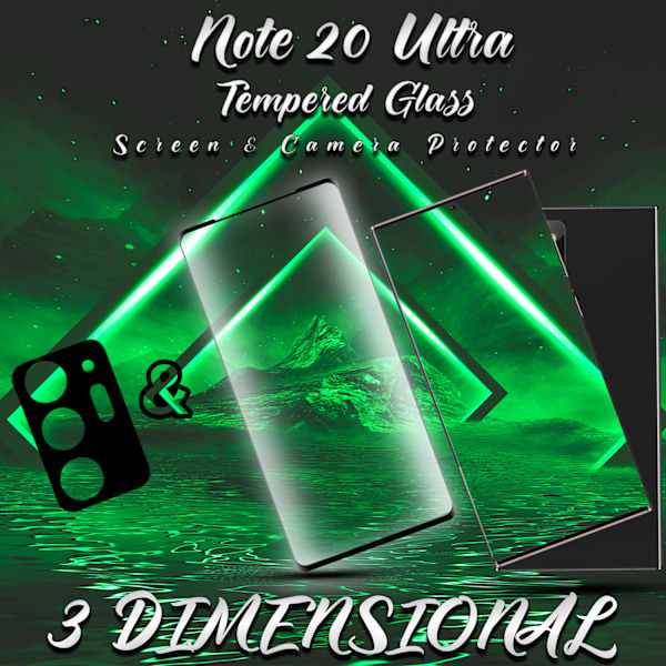 1-Pack Samsung Note 20 Ultra Skärmskydd & 1-Pack linsskydd - 9H GLAS
