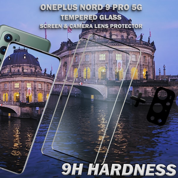 2-Pack ONEPLUS 9 PRO Näytönsuoja & 1-Pack linssinsuoja - Karkaistu Lasi 9H - Super laatu 3D