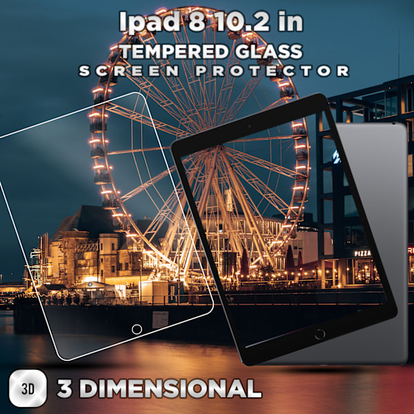 1-Pack APPLE IPAD 8 (10.2 INCH) Skærmbeskyttelse - Hærdet Glas 9H - Super kvalitet 3D
