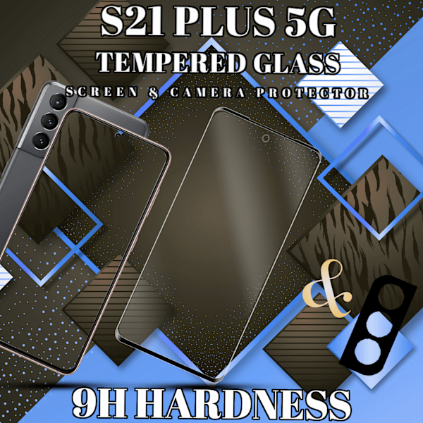 1-Pack SAMSUNG S21 PLUS Skærmbeskyttelse & 1-Pack linsebeskyttelse - Hærdet Glas 9H - Super kvalitet 3D