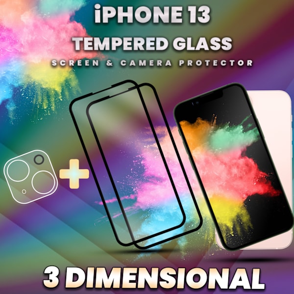 2-Pack IPHONE 13 Skærmbeskyttelse & 1-Pack linsebeskyttelse - Hærdet Glas 9H - Super kvalitet 3D