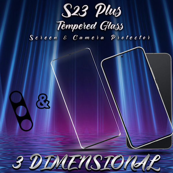 1-Pack Samsung S23 Plus Skärmskydd & 1-Pack linsskydd - Härdat Glas 9H - Super kvalitet 3D