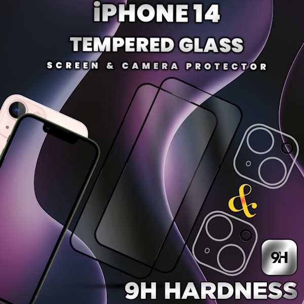 2-Pack iPhone 14 - Skärmskydd & 2-Pack linsskydd -Härdat Glas 9H