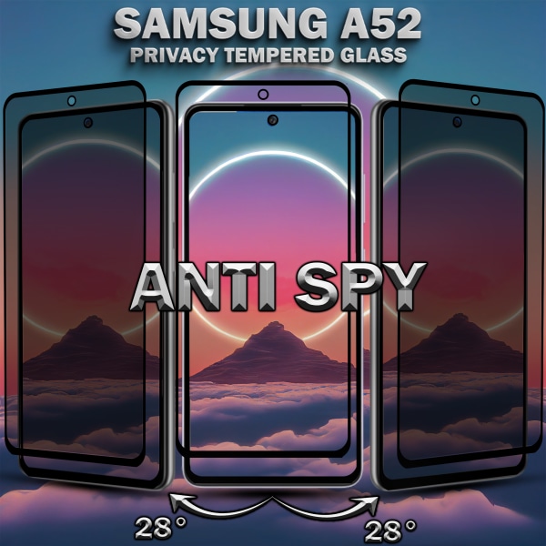 2-Pack Privacy Skärmskydd For Samsung A52 - Härdat Glas 9H - Super Kvalitet 3D