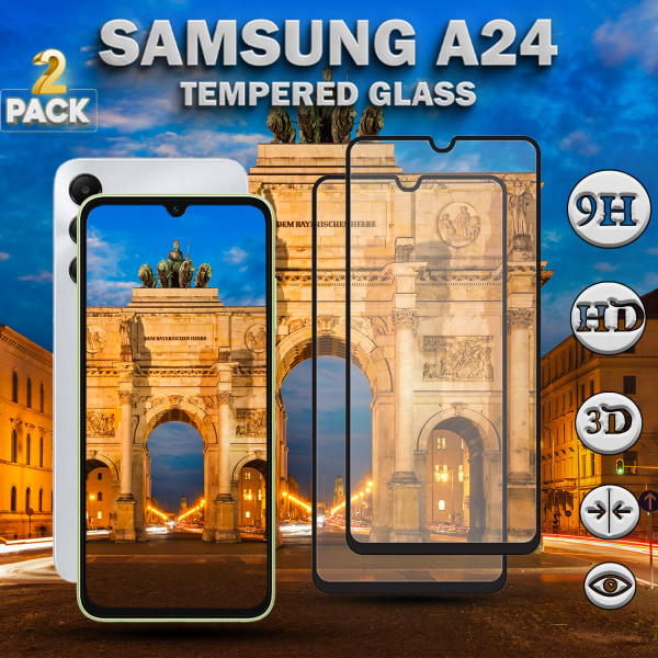 2-Pack Samsung Galaxy A24 - Härdat Glas 9H - Super Kvalitet 3D Skärmskydd