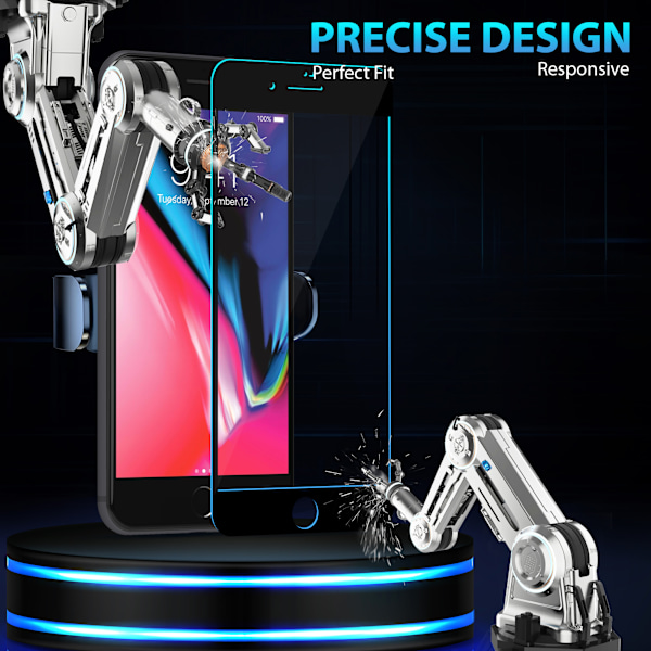 2-Pack Iphone 8 Black Skärmskydd - Härdat Glas 9H - Super kvalitet 3D