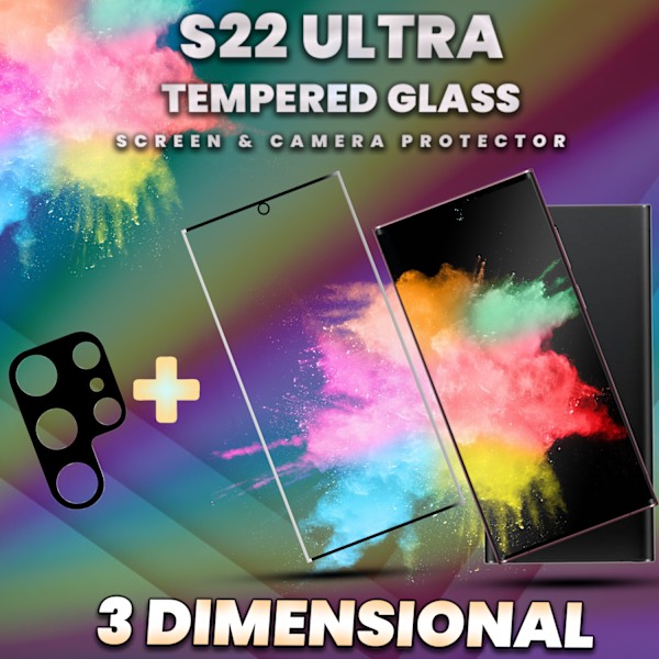 1-Pack Samsung S22 Ultra Skärmskydd & 1-Pack linsskydd -9H GLAS