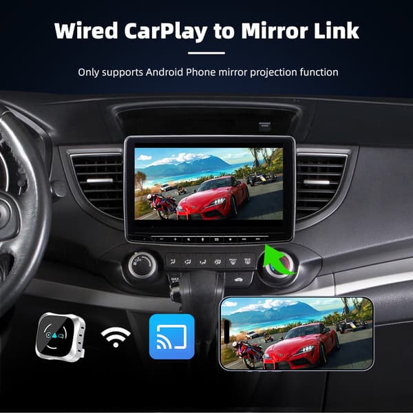 Trådløs CarPlay & Android Auto-adapter 4-i-1 med Bluetooth 5.2