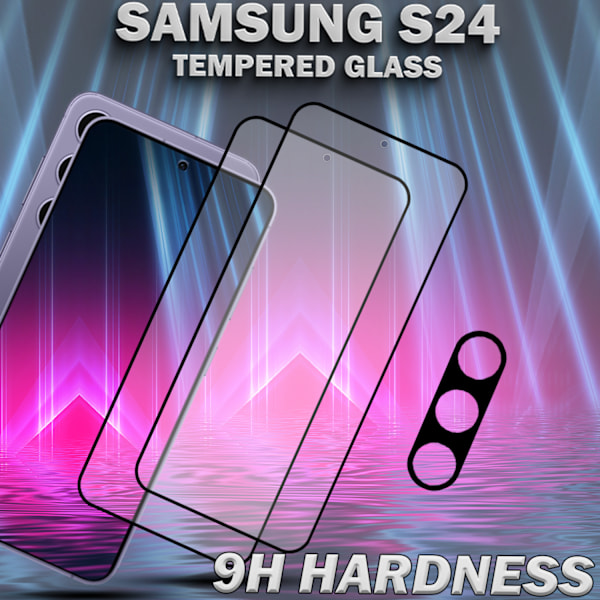 2-Pack SAMSUNG S24 Skærmbeskyttelse & 1-Pack linsebeskyttelse - Hærdet Glas 9H - Super kvalitet 3D