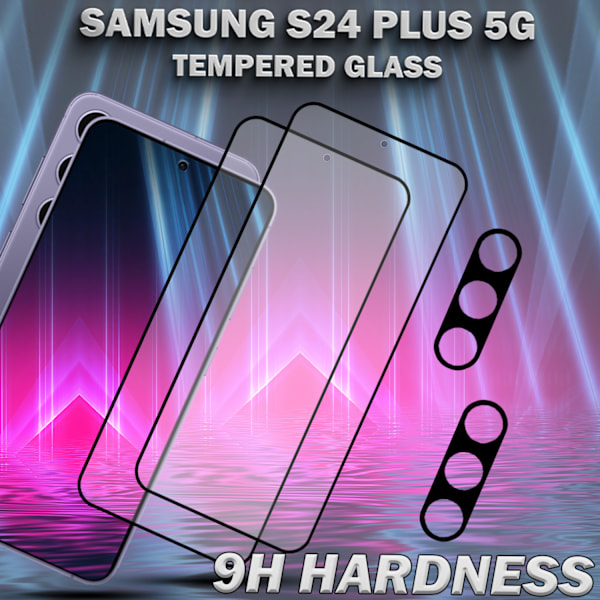 2-Pack SAMSUNG S24 PLUS Skærmbeskyttelse & 2-Pack linsebeskyttelse - Hærdet Glas 9H - Super kvalitet 3D