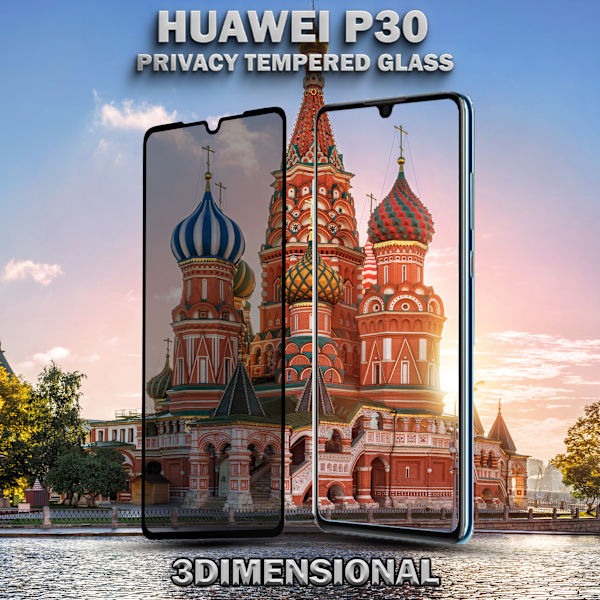 1-Pack Privacy Skärmskydd For Huawei P30 - Härdat Glas 9H - Super Kvalitet 3D