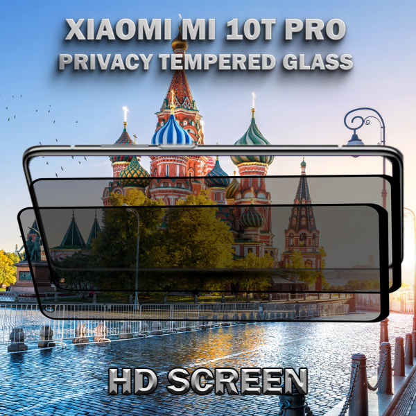 2-Pack Privacy Skärmskydd For Xiaomi Mi 10T Pro - Härdat Glas 9H - Super Kvalitet 3D