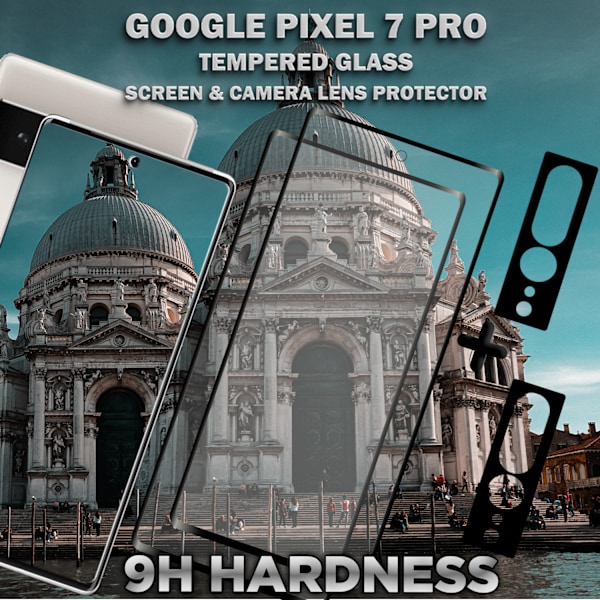 2-Pack Google Pixel 7 Pro Skärmskydd & 2-Pack linsskydd - Härdat Glas 9H - Super kvalitet 3D