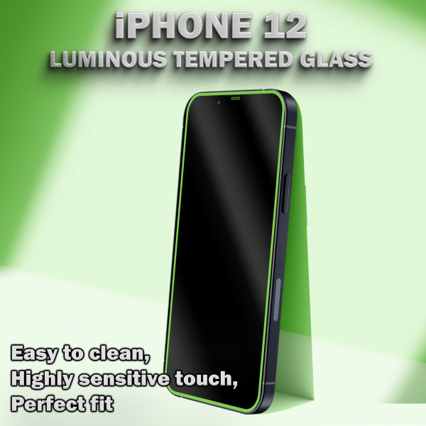 1-Pack Självlysande Skärmskydd For iPhone 12 - Härdat Glas 9H - Super Kvalitet 3D