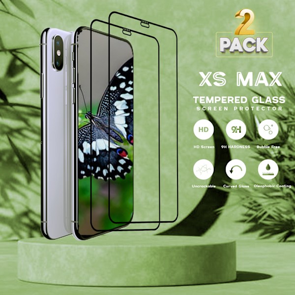 2-Pack IPHONE XS MAX Näytönsuoja - Karkaistu Lasi 9H - Super laatu 3D