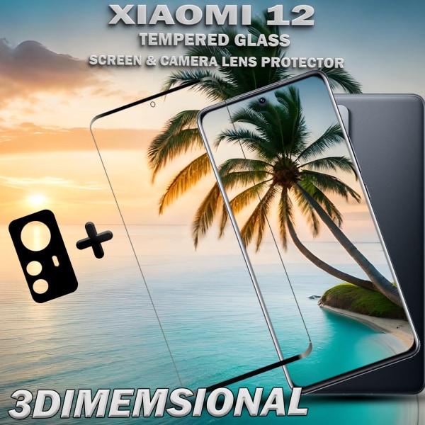 1-Pack Xiaomi 12 Skärmskydd & 1-Pack linsskydd - Härdat Glas 9H - Super kvalitet 3D