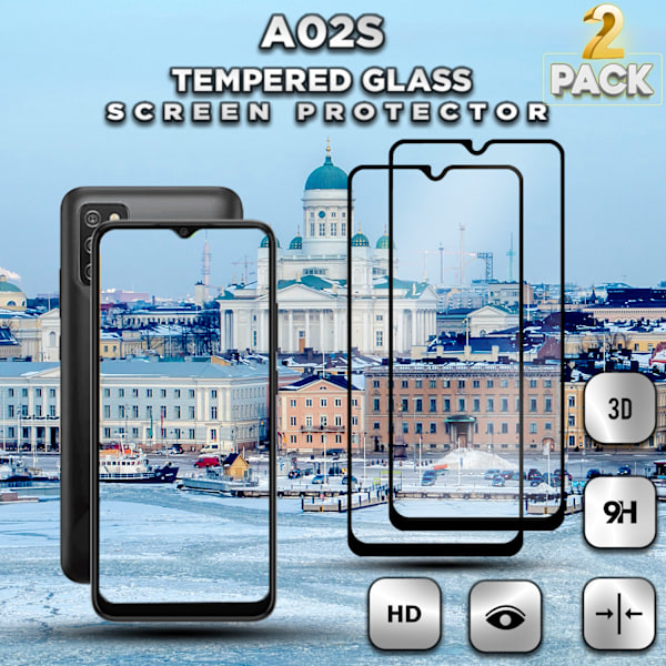 2-PACK Samsung Galaxy A02S - Härdat Glas 9H - Super Kvalitet 3D Skärmskydd