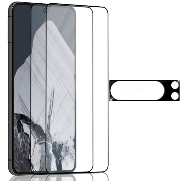 2-Pack Google Pixel 8 Pro Skärmskydd & 1-Pack linsskydd - Härdat Glas 9H - Super kvalitet 3D