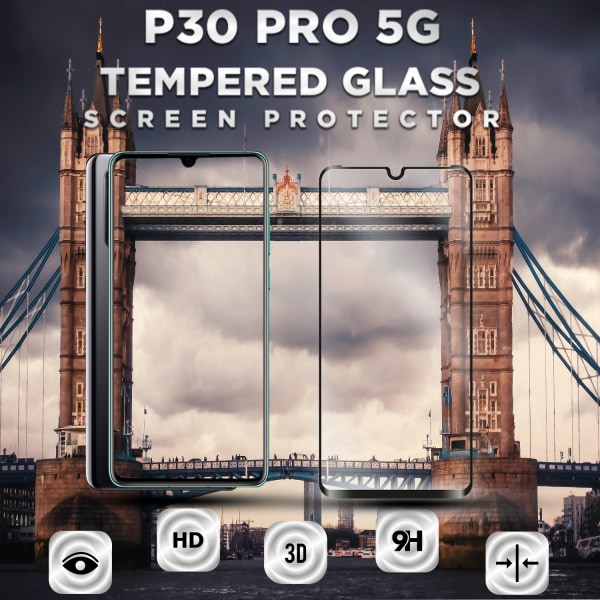 Huawei P30 Pro 5G - Härdat Glas 9H – Super kvalitet 3D  Skärmskydd