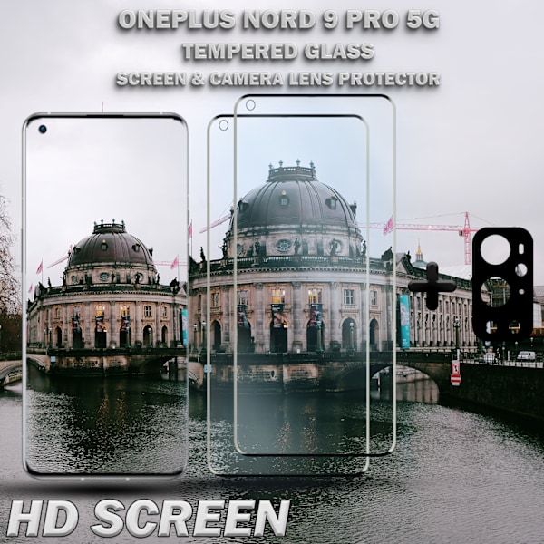 2-Pack OnePlus 9 Pro 5G & 1-Pack linsskydd - Härdat Glas 9H - Super kvalitet 3D