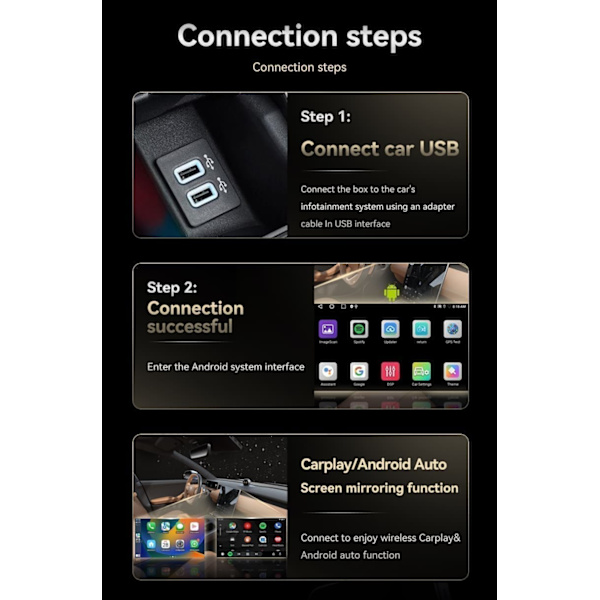 Trådlös CarPlay & Android Auto adapter med USB och Bluetooth 5.0