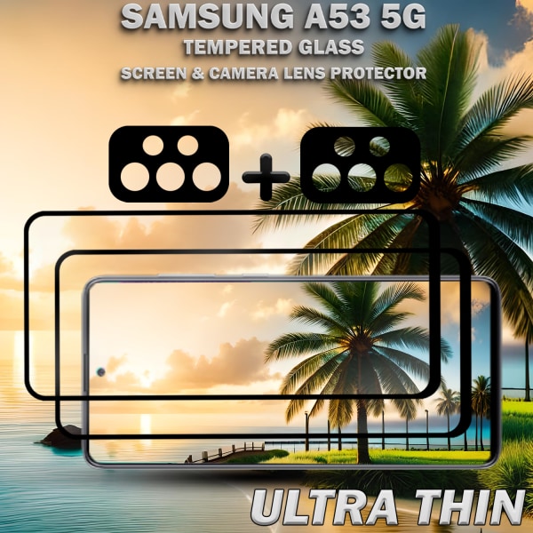 2-Pack Samsung A53 5G & 2-Pack linsskydd - Härdat Glas 9H - Super kvalitet 3D