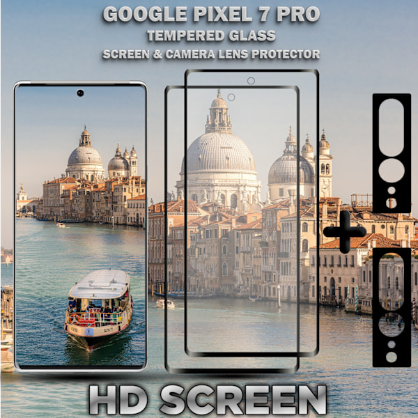 2-Pack Google Pixel 7 Pro Skärmskydd & 2-Pack linsskydd - Härdat Glas 9H - Super kvalitet 3D