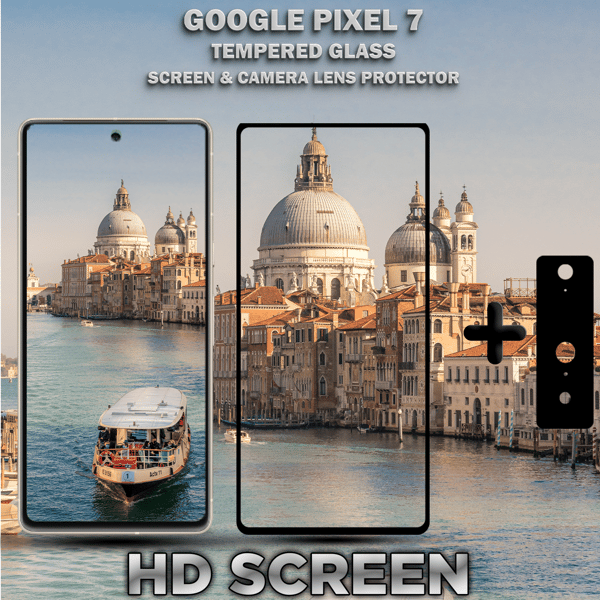 1-Pack Google Pixel 7 Skärmskydd & 1-Pack linsskydd - Härdat Glas 9H - Super kvalitet 3D