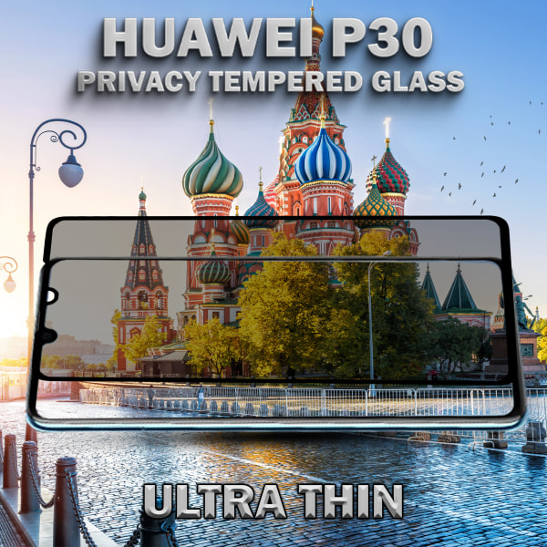 1-Pack Privacy Skärmskydd For Huawei P30 - Härdat Glas 9H - Super Kvalitet 3D