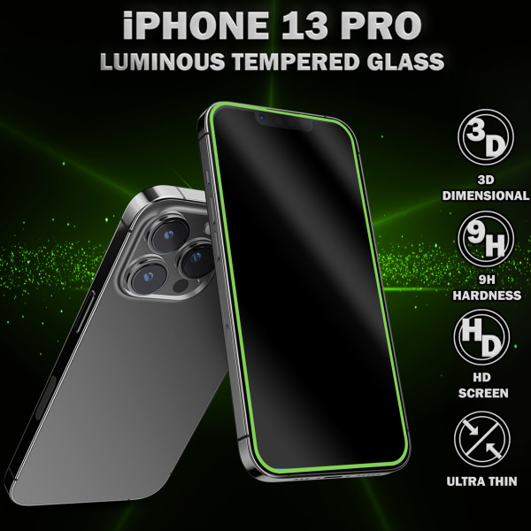 1-Pack Självlysande Skärmskydd For iPhone 13 Pro - Härdat Glas 9H - Super Kvalitet 3D