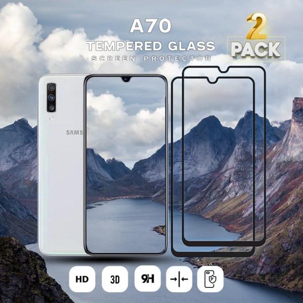 2-Pack SAMSUNG GALAXY A70 Näytönsuoja - Karkaistu Lasi 9H - Super laatu 3D