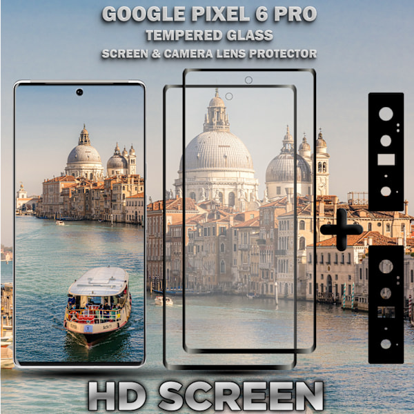 2-Pack GOOGLE PIXEL 6 PRO Näytönsuoja & 2-Pack linssinsuoja - Karkaistu Lasi 9H - Super laatu 3D