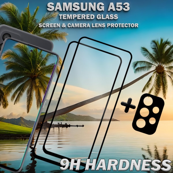 2-Pack Samsung A53 & 1-Pack linsskydd - Härdat Glas 9H - Super kvalitet 3D