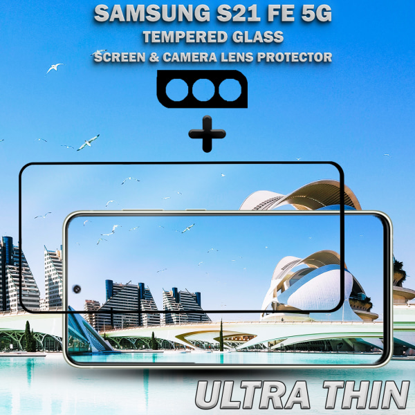 1-Pack Samsung S21 FE (5G) Skärmskydd & 1-Pack linsskydd - Härdat Glas 9H - Super kvalitet 3D