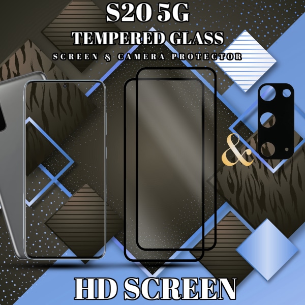 2-Pack Samsung S20 (5G) Skärmskydd & 1-Pack linsskydd - Härdat Glas 9H - Super kvalitet 3D