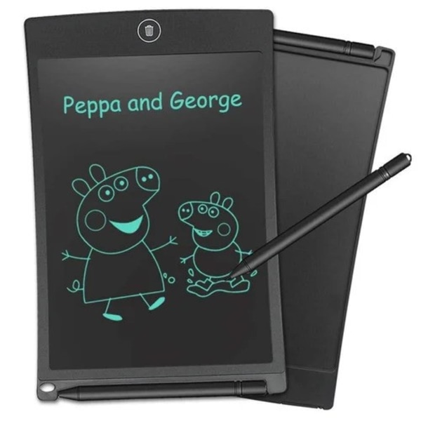 Kreativ LCD-skrivplatta för barn - 8.5-tums digital tavla med penna Svart