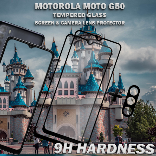 2-Pack MOTOROLA MOTO G50 Näytönsuoja & 1-Pack linssinsuoja - Karkaistu Lasi 9H - Super laatu 3D
