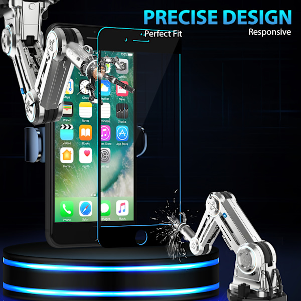 2-Pack Iphone 7 Black Skärmskydd - Härdat Glas 9H - Super kvalitet 3D