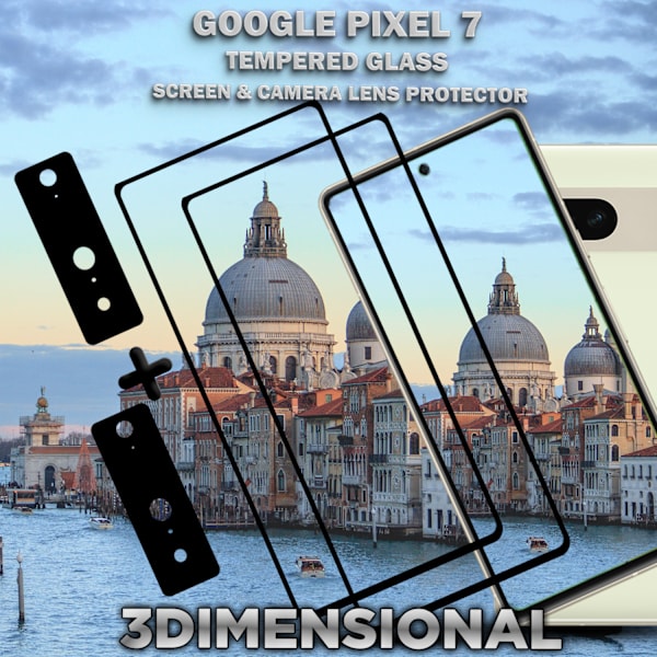 2-Pack Google Pixel 7 Skärmskydd & 2-Pack linsskydd - Härdat Glas 9H - Super kvalitet 3D