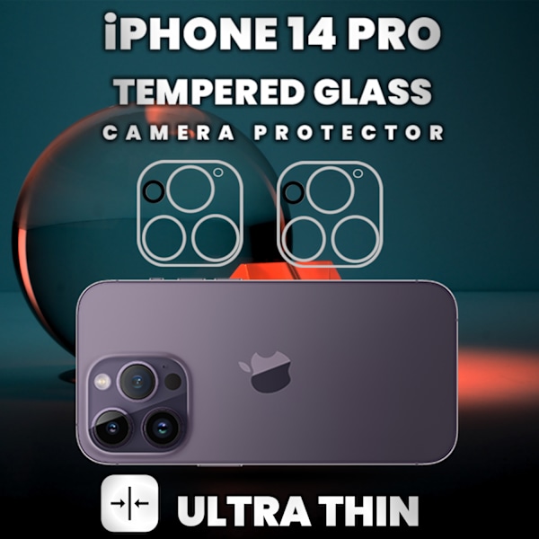 2-Pack iPhone 14 Pro Linsskydd - 9H Härdat glas - Super kvalitet 3D Linsskydd