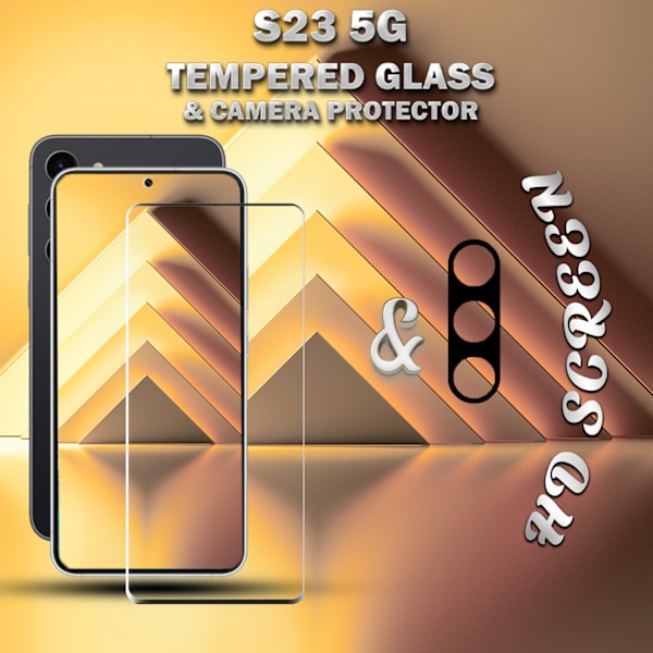1-Pack Samsung S23 (5G) Skärmskydd & 1-Pack linsskydd - Härdat Glas 9H - Super kvalitet 3D