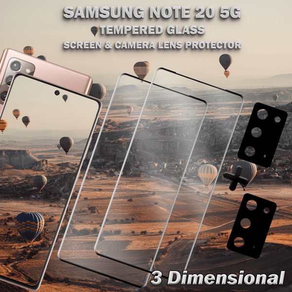 2-Pack SAMSUNG NOTE 20 Skærmbeskyttelse & 2-Pack linsebeskyttelse - Hærdet Glas 9H - Super kvalitet 3D