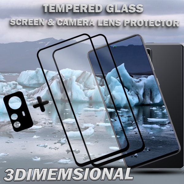 2-Pack XIAOMI 12T 5G Skärmskydd & 1-Pack linsskydd - Härdat Glas 9H - Super kvalitet 3D