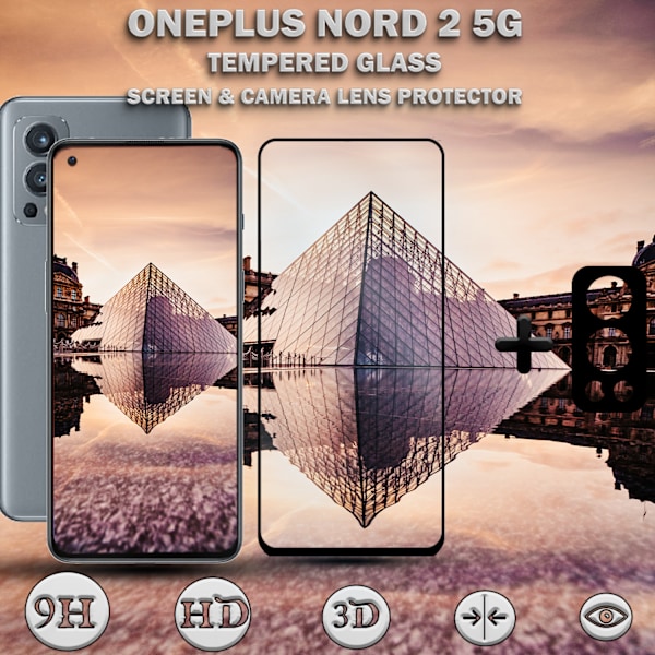 OnePlus Nord 2 5G & 1-Pack linsskydd - Härdat Glas 9H - Super kvalitet 3D