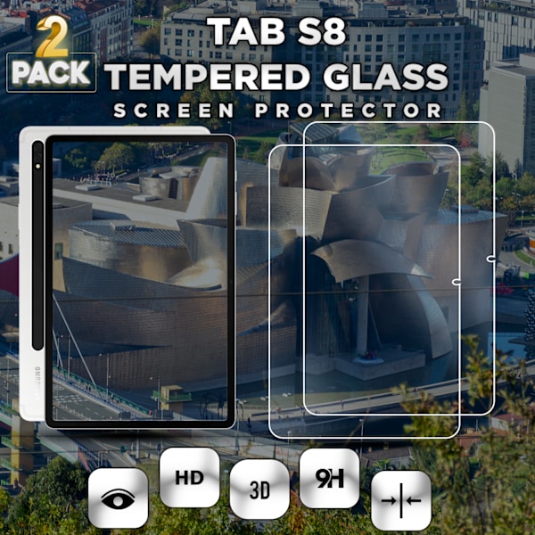 2-Pack SAMSUNG GALAXY TAB S8 Näytönsuoja - Karkaistu Lasi 9H - Super laatu 3D