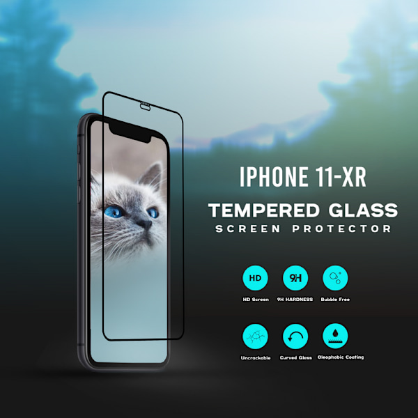 1-Pack IPHONE 11 / XR Skærmbeskyttelse - Hærdet Glas 9H - Super kvalitet 3D