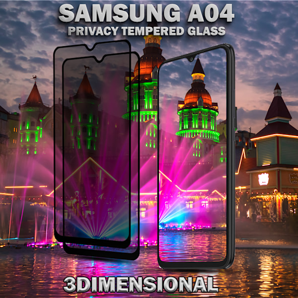 2-Pack Privacy Skärmskydd For Samsung A04 - Härdat Glas 9H - Super Kvalitet 3D
