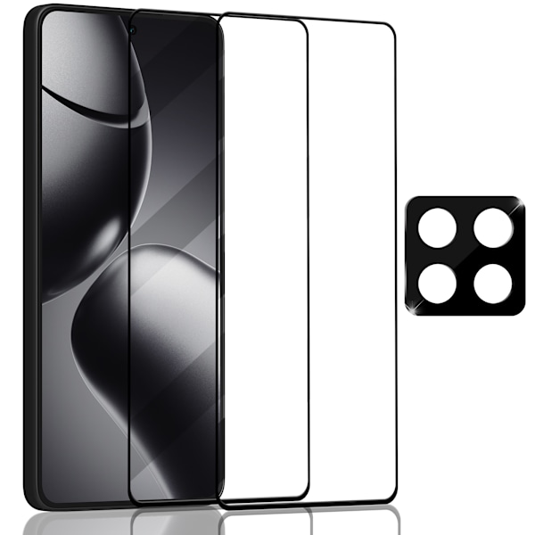 2-Pack Xiaomi Redmi 14T Skærmbeskyttelse & 1-Pack linsebeskyttelse - Hærdet Glas 9H - Super kvalitet 3D